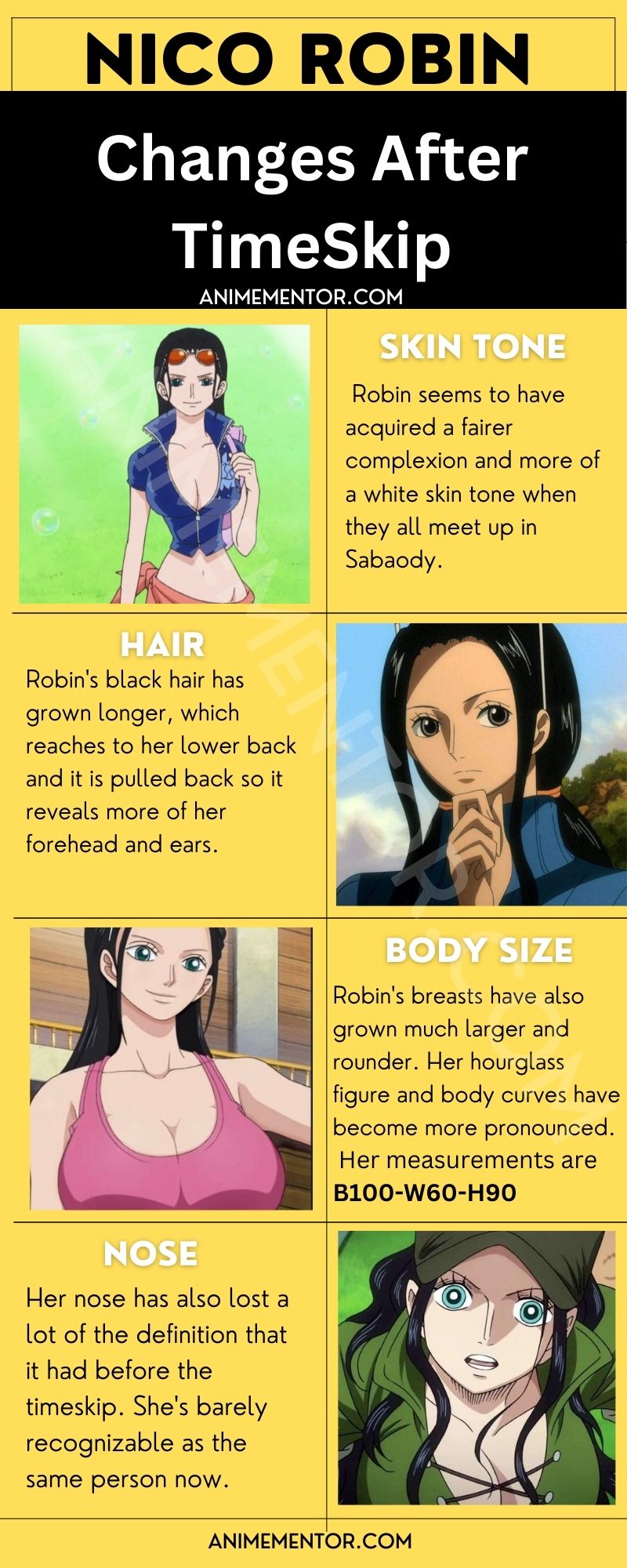 La apariencia de Nico Robin cambió después de TimeSkip