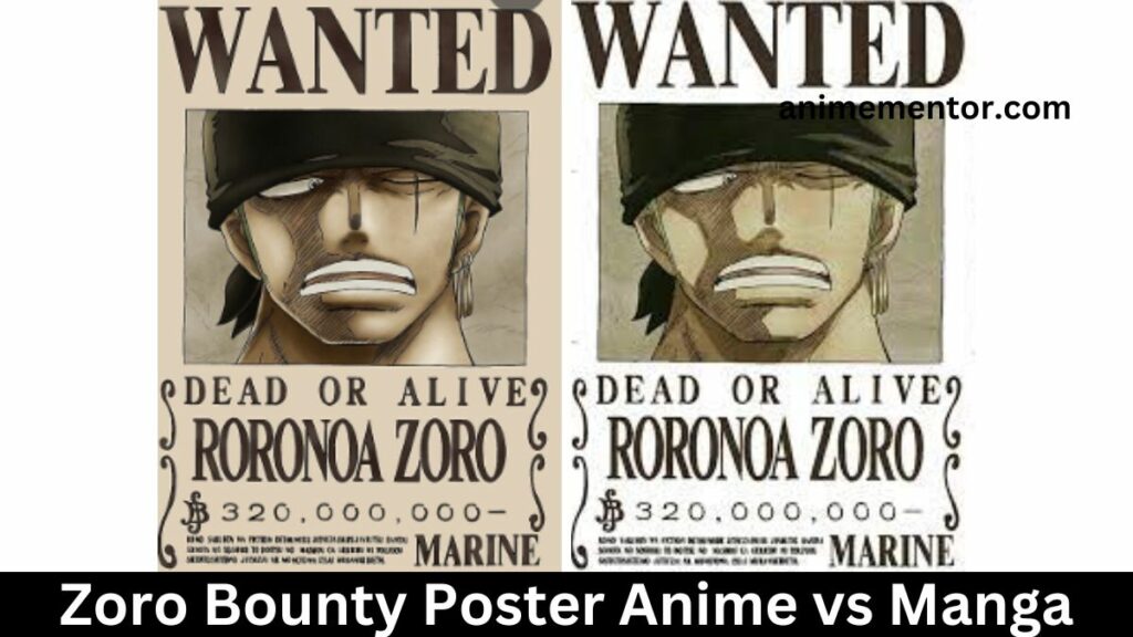 Zoro Bounty Poster Anime vs Manga