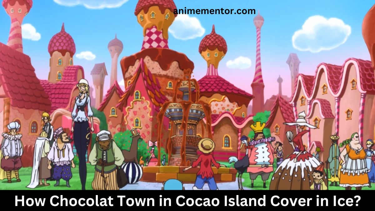 Wie wird die Schokoladenstadt auf Cocao Island mit Eis bedeckt?