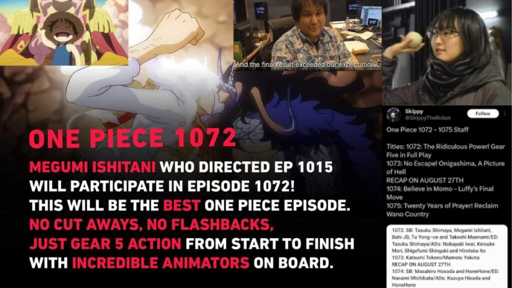 One Piece Episode 1072 Titel und Personalliste: